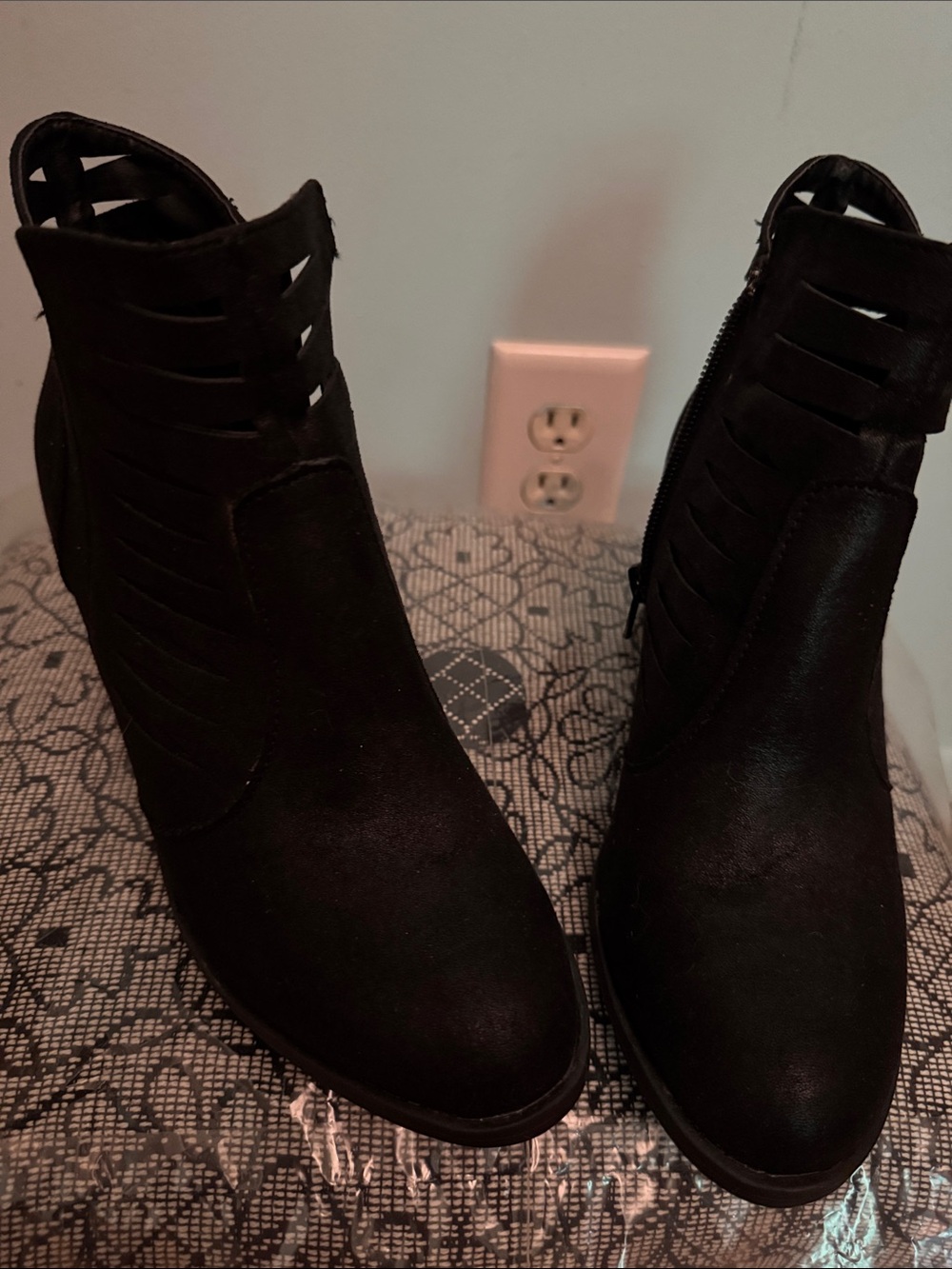 Women’s Black Cutout Ankle Boots - Sleek Suede Style